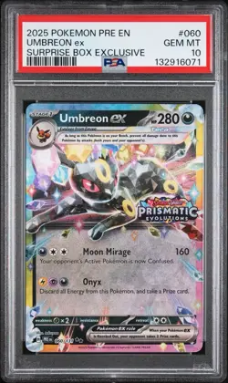 2025 Pokemon Umbreon Ex Surprise Box 060/131 Prismatic Evolutions Stamp - PSA 10 - Image 1