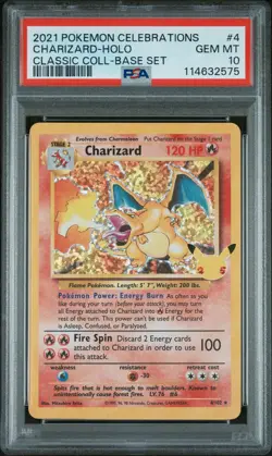 2575 Charizard 2021 Pokemon Sword & Shield Celebrations Classic #4 PSA 10 - Image 1