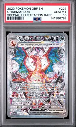Pokemon Charizard ex 223/197 Obsidian Flames Special Illustration PSA 10 Holo - Image 1