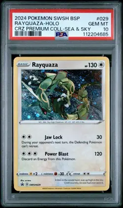 2024 POKEMON SWSH CROWN ZENITH PREMIUM COLLECTION PROMO RAYQUAZA-HOLO PSA 10 - Image 1