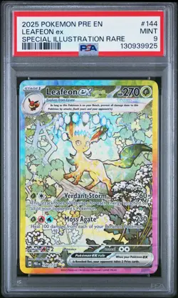 2025 Pokemon Prismatic Evolutions Leafeon Ex Special Illustration Rare PSA 9 - Image 1