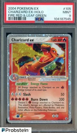 2004 Pokemon EX Fire Red & Leaf Green #105 Charizard EX Holo With Swirl PSA 9 - Image 1