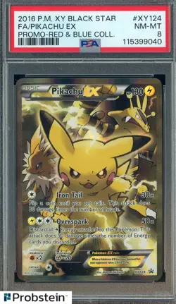 2016 Pokemon XY BSP Red & Blue Collection #XY124 FA Pikachu PSA 8 NM-MT - Image 1