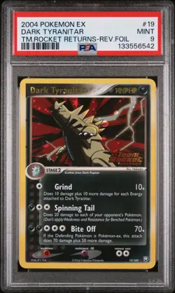 2004 POKEMON EX TEAM ROCKET RETURNS #19 DARK TYRANITAR-REVERSE FOIL PSA 9 - Image 1