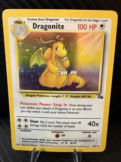 Dragonite Holo 4/62 Fossil - Vintage WOTC Pokemon Card - MP - Image 1