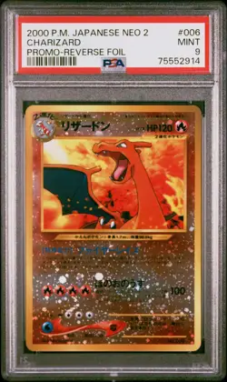Charizard Pokemon 2000 Reverse Foil Neo 2 Promo Japanese #006 PSA 9 - Image 1