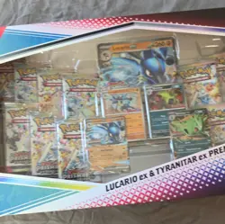 Pokemon Scarlet Violet Prismatic Evolutions Lucario Tyranitar ex Premium 🔥 - Image 4