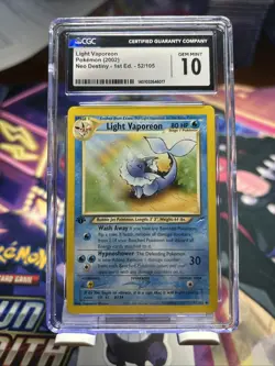 Pokemon 1st Ed! Light Vaporeon Neo Destiny 1st Edition #52 CGC 10 GEM MINT - Image 1