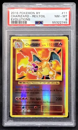 PSA 8 Charizard 11/108 Reverse Holo Evolutions 2016 - Pokemon TCG - Image 1