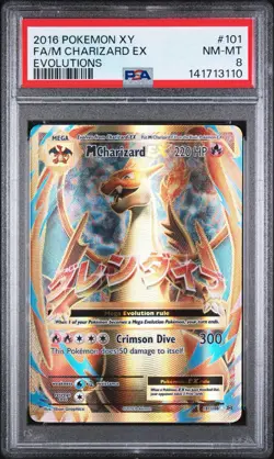 Pokemon XY Evolutions Mega Charizard EX #101/108 2016 PSA 8 - Image 1