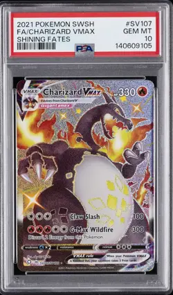 2021 POKEMON SWORD & SHIELD SHINING FATES #SV107 FULL ART/CHARIZARD VMAX PSA 10 - Image 1