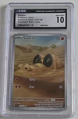 Pokemon Sandile 216/198 Illustration Rare Scarlet & Violet - CGC 10 Gem Mint - Image 1