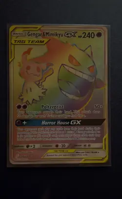 Pokemon TCG Rainbow Rare Gengar & Mimikyu GX Tag Team 186/181 NM - Image 1