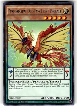 Yu-Gi-Oh Performapal Odd-Eyes Light Phoenix SHVI-EN003 1st Edition Rare NM - Image 1