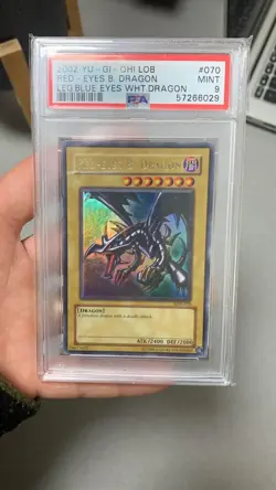 Yugioh Red-Eyes Black Dragon LOB-070 PSA 9 Mint Unlimited Legend of Blue EyesOpe - Image 4