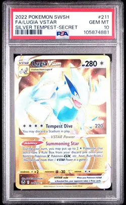 Pokemon Lugia VSTAR Gold Secret 211/195 Silver Tempest PSA 10 GEM MINT - Image 1