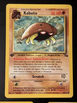 Kabuto 50/62 1st Edition Fossil Vintage Pokemon Card X3 English + 1 Jpn Lp - Image 3