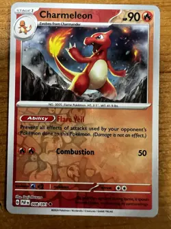 Pokemon TCG Paldean Fates Charmeleon Reverse Holo 008/091 NM - Image 1