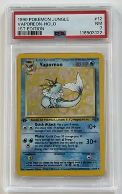 1999 Pokemon Jungle 1st Edition Vaporeon Holo 12/64 PSA 7 - Image 2