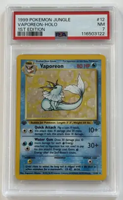 1999 Pokemon Jungle 1st Edition Vaporeon Holo 12/64 PSA 7 - Image 3