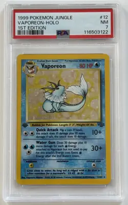 1999 Pokemon Jungle 1st Edition Vaporeon Holo 12/64 PSA 7 - Image 4