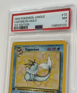 1999 Pokemon Jungle 1st Edition Vaporeon Holo 12/64 PSA 7 - Image 5
