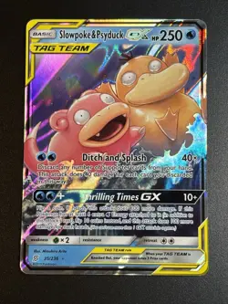 Pokemon Slowpoke & Psyduck GX Unified Minds 35/236 Holo Ultra Rare Tag Team NM+ - Image 1