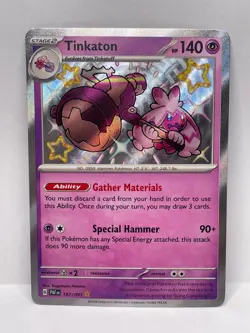 Tinkaton Shiny Rare Pokemon TCG Paldean Fates 167/091 - Image 1