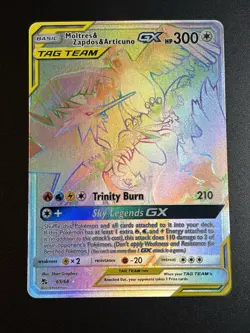 Pokemon Moltres & Zapdos & Articuno GX 69/68 Hidden Fates Rainbow Tag Team NM+ - Image 1