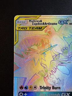 Pokemon Moltres & Zapdos & Articuno GX 69/68 Hidden Fates Rainbow Tag Team NM+ - Image 2