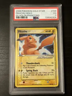 Pikachu Gold Star Holo Rare 104/110 Holon Phantoms Gold Star Pokemon Card PSA 3 - Image 1