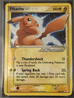 Pikachu Gold Star Holo Rare 104/110 Holon Phantoms Gold Star Pokemon Card PSA 3 - Image 2