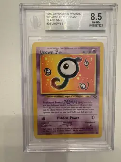 Pokemon Unown J 38 WOTC Promo Black Star TCG Card Beckett 8.5 - Image 1