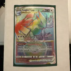 Lugia VSTAR Rainbow Secret Rare Card 202/195 SWSH12 Silver Tempest Pokemon NM - Image 1