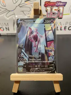 Pokemon Mewtwo v Alt Art Full Art Holo Ultra Rare Card 072/078 Pokemon Go - Image 1