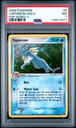 2006 POKEMON POP SER 3 #6 VAPOREON-HOLO PSA 7 - Image 1