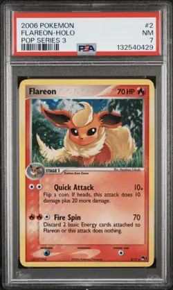 Pokemon Flareon Holo Pop Series 3 2/17 Graded PSA 7 - Image 1