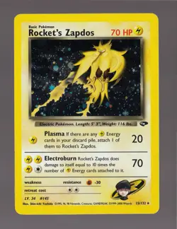 Rocket's Zapdos 15/132 Gym Challenge Holo Pokemon TCG WOTC Vintage LP - Image 1