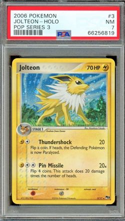 2006 Pokemon Jolteon POP Series 3 #3 PSA 7 NM MINT COSMOS HOLO - Image 1