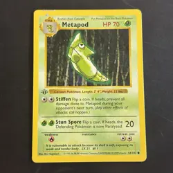 Pokemon Vintage Grey 3d Stamp 1st Edition Metapod 054/102 Base Set Shadowless 99 - Image 1