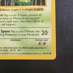 Pokemon Vintage Grey 3d Stamp 1st Edition Metapod 054/102 Base Set Shadowless 99 - Image 4