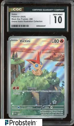 #3 2025 Pokemon BSP Unova Victini Illustration Collection #208 Victini CGC 10 - Image 1