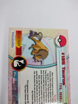MINT 2000 Topps Pokemon TV Animation Edition Series 3 Non Holo #128 Tauros - Image 4