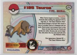 Tauros Topps Pokemon TV Animation Edition Series 3 #128 2000 1fc1 - Image 2