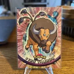 2000 Topps Pokemon TV Animation Edition Series 3 Non Holo #128 Tauros Blue Label - Image 1