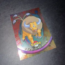 Pokemon Topps TV Animation Series 3 (Blue Logo) #128 Tauros Silver Holo - Image 1