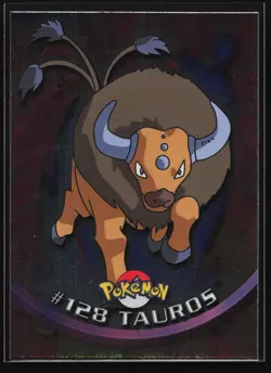 Pokemon Tauros #128 Topps TV Animation Series 3 Blue Logo Holo Foil - Image 1