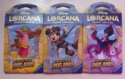 3 Disney Lorcana Into the Inklands Sleeved Booster Packs sealed - Image 1