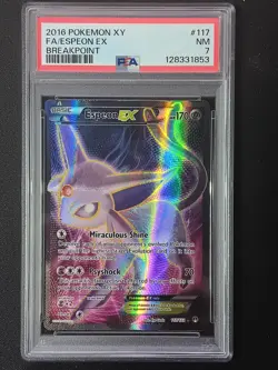Espeon EX 2016 XY BREAKPOINT #117 FULL ART PSA 7 - Image 1