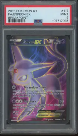 2016 Pokemon XY Breakpoint Full Art #117 Espeon EX Mint PSA 9 - Image 1